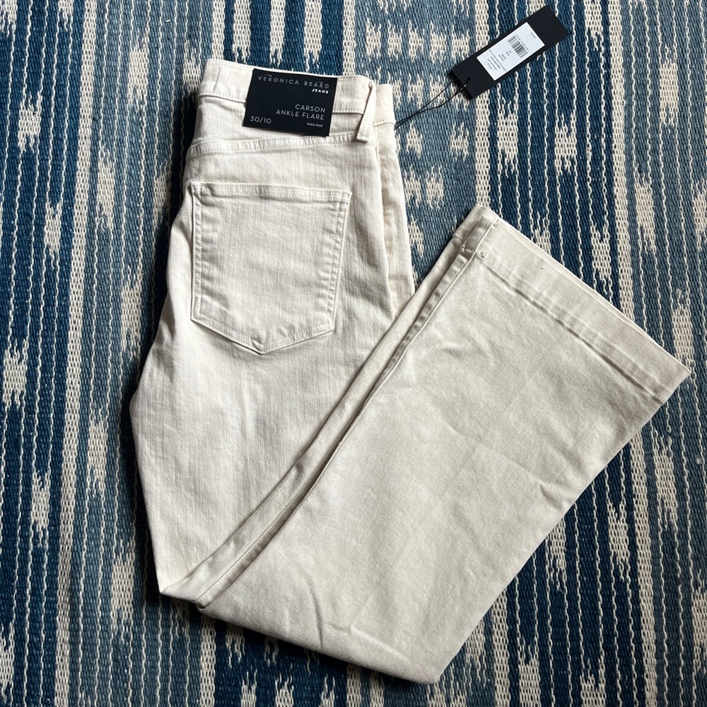 Veronica Beard Carson Ankle Flare in Ecru 30